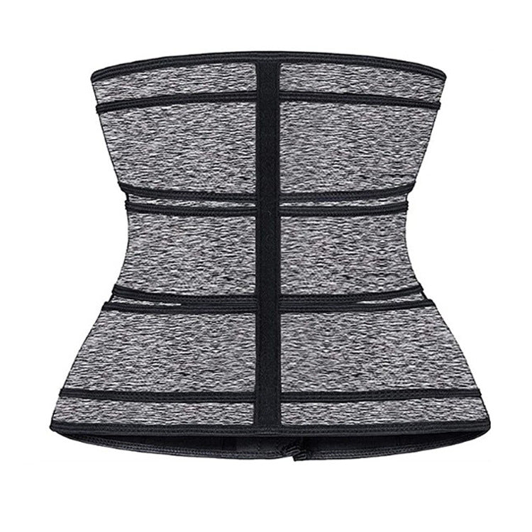 Grey waist trainer, inside view showing the boning
