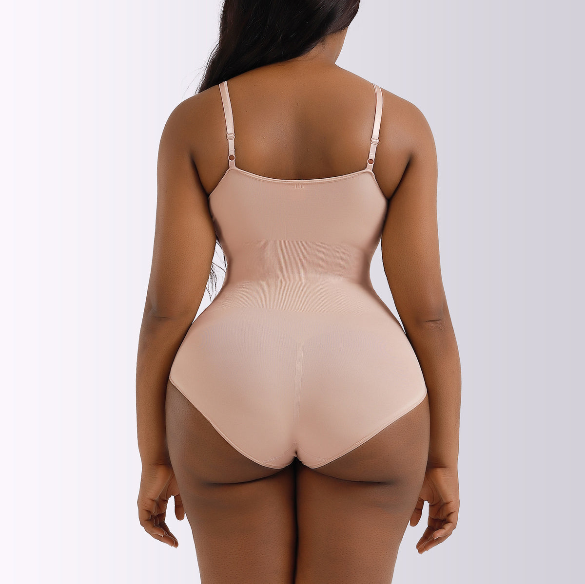 Nude seamless bodysuit, back view