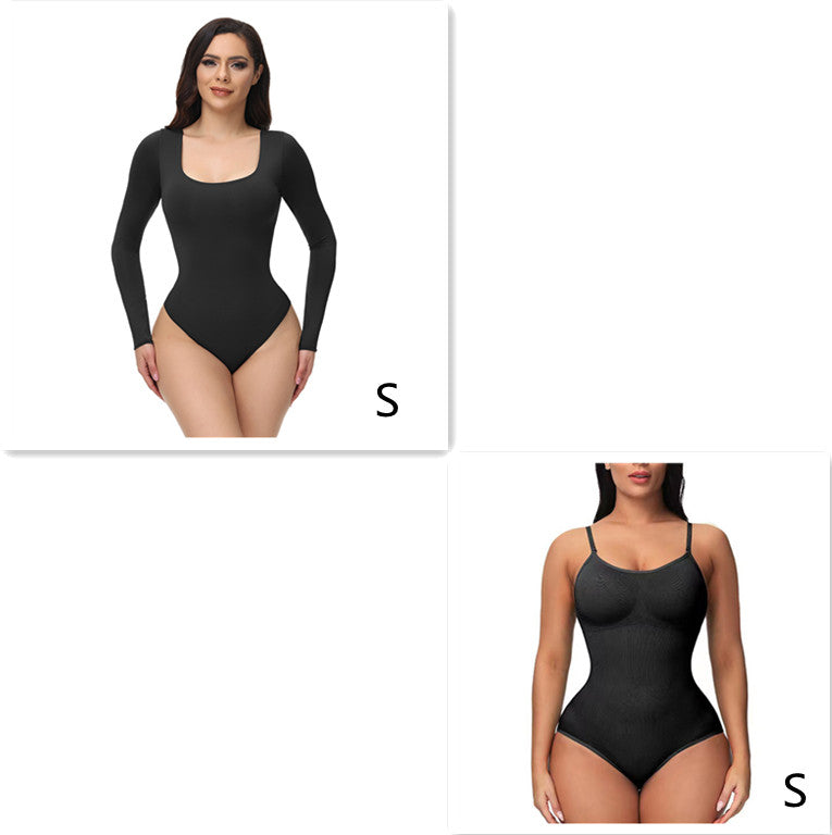 Long-sleeve scoop-neck bodysuit