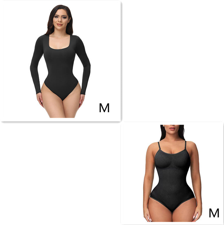Long-sleeve scoop-neck bodysuit