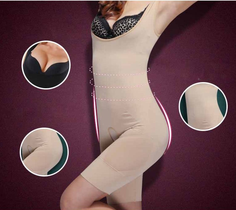 Nude open-bust body shaper with shaping details