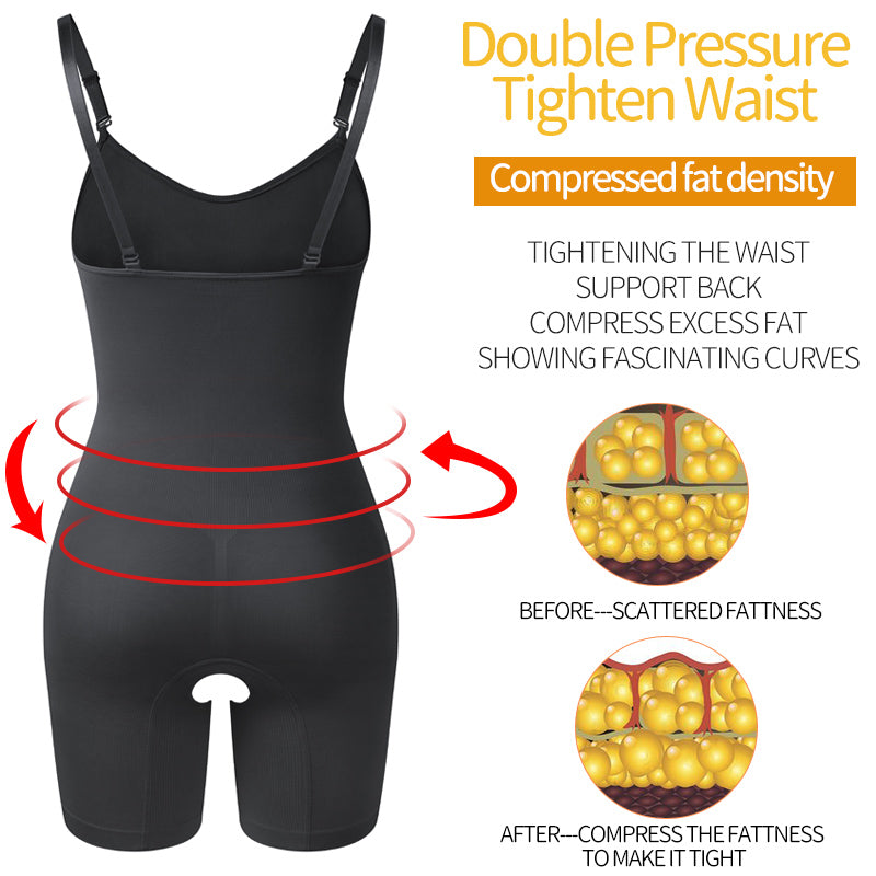 Black cami body shaper with waist shaping details