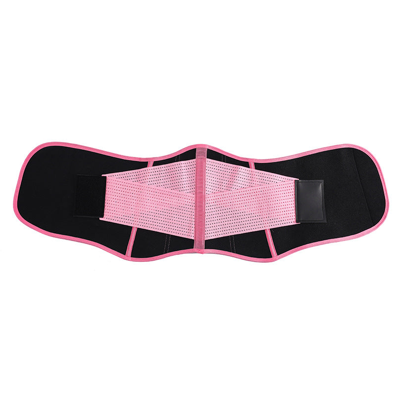 Pink adjustable waist trainer belt, flat view