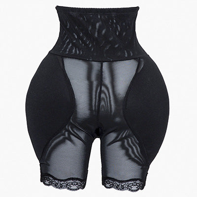 Black padded shaping shorts, back product shot with hip pads