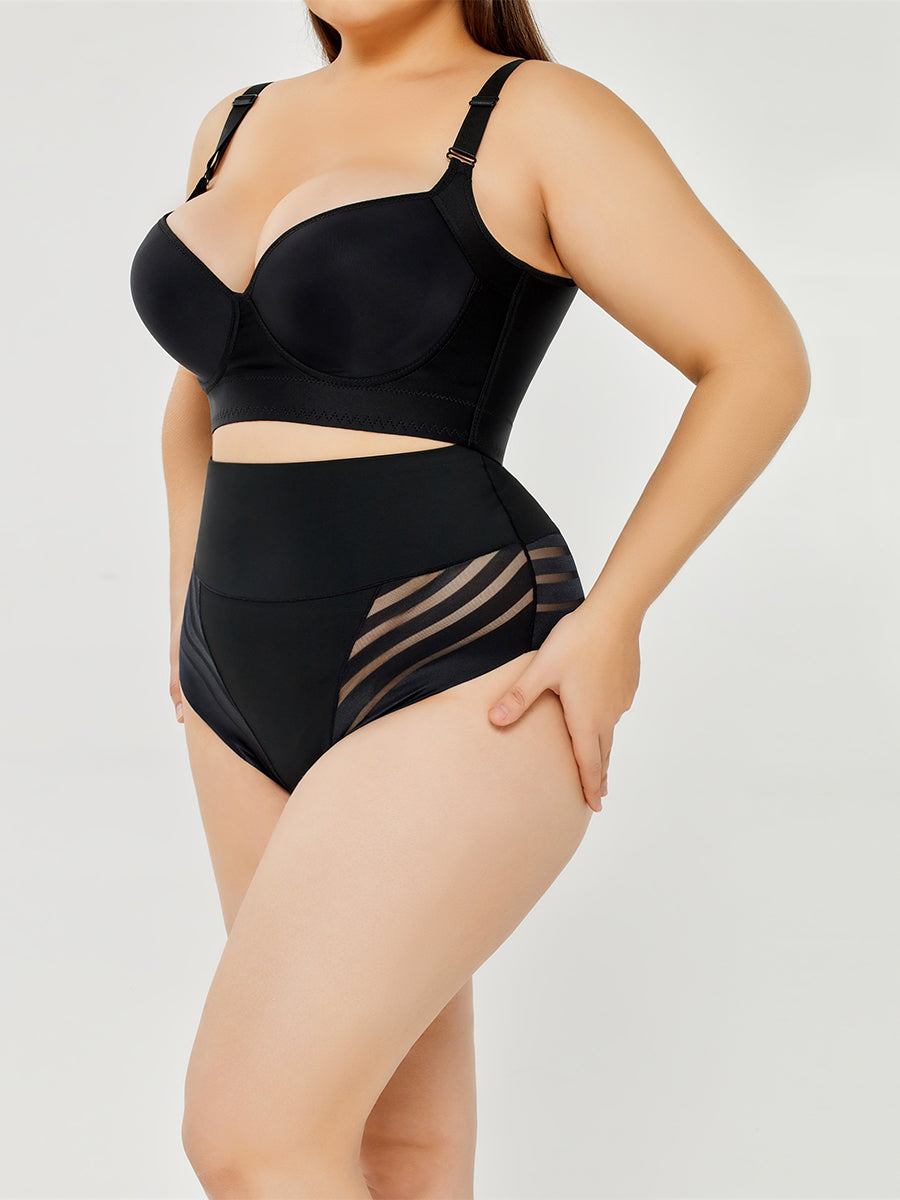 Black shaping briefs, three-quarter view