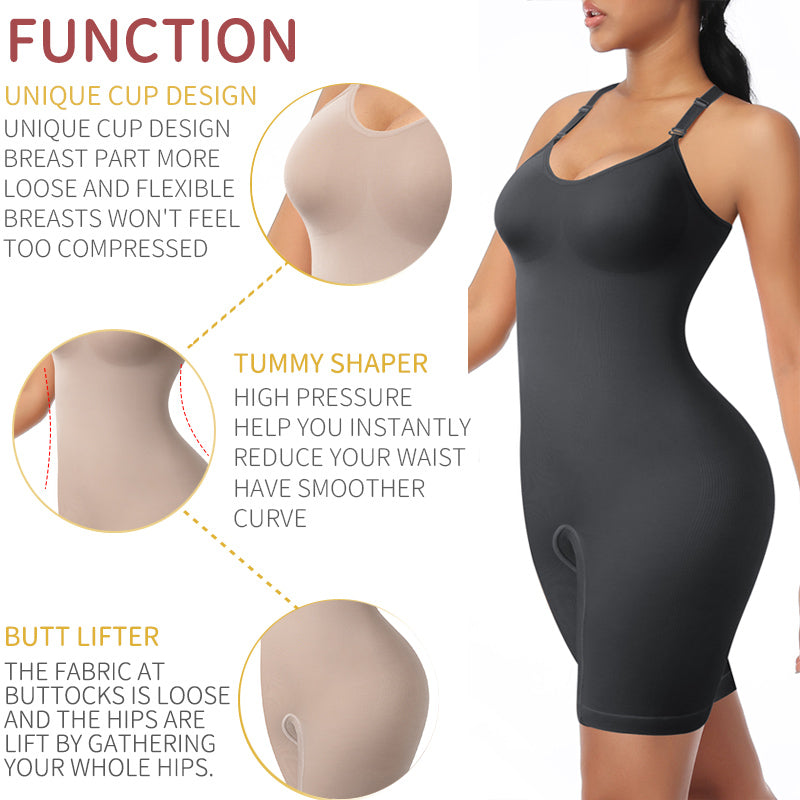 Black cami body shaper with cup, tummy and back details