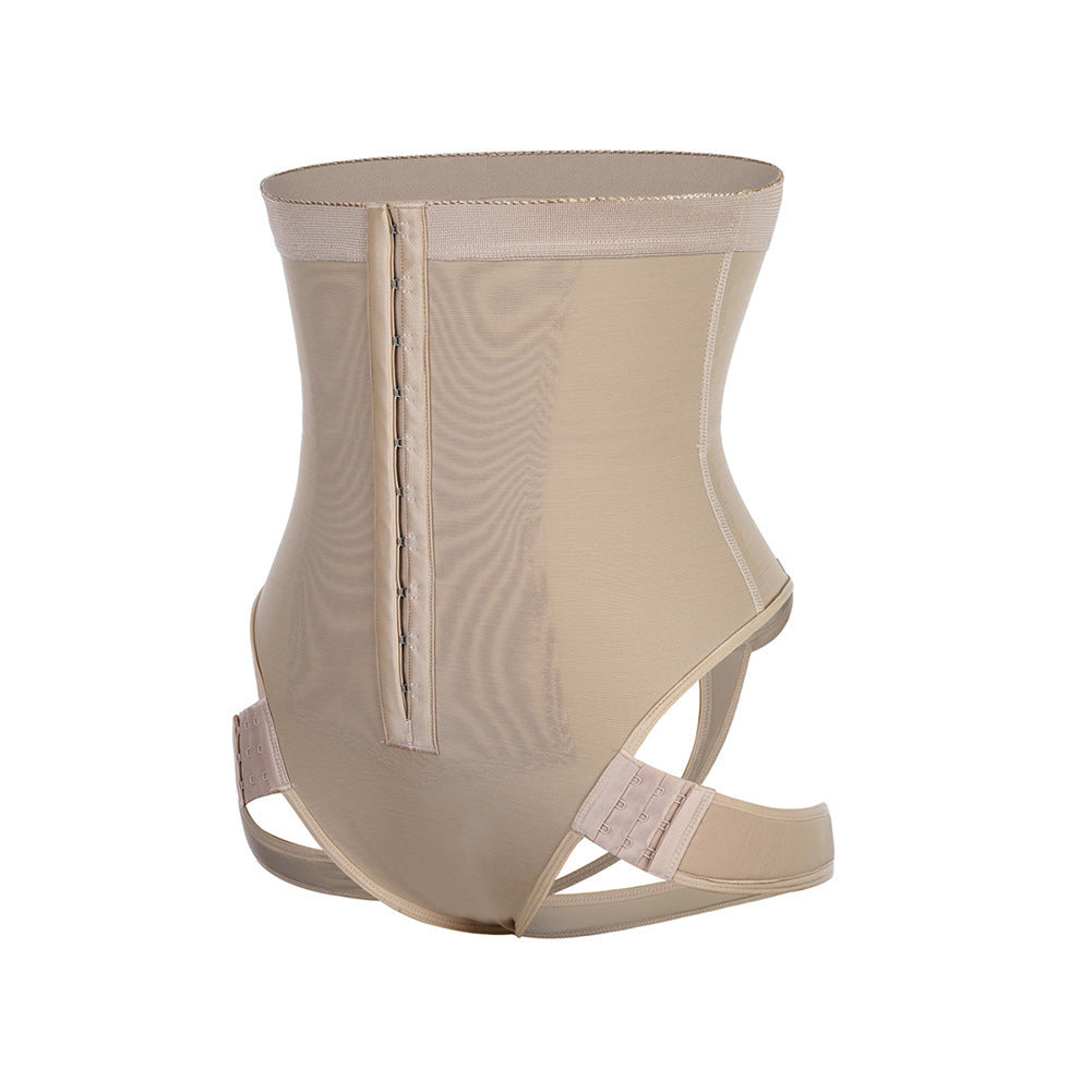 Nude waist cincher briefs with thigh straps, product shot