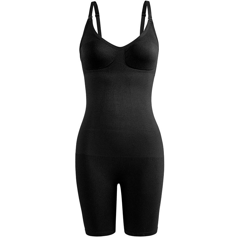 Black seamless cami full body shaper, front view