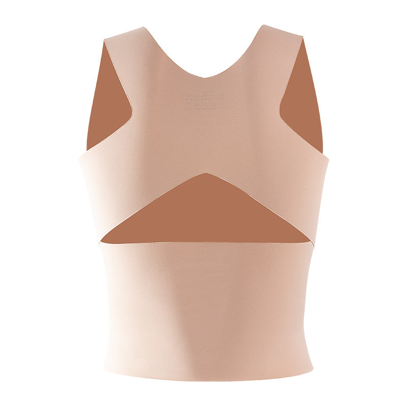Nude shaping vest from the back, showing the open X-back straps
