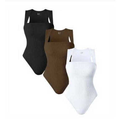 Ribbed square-neck bodysuit