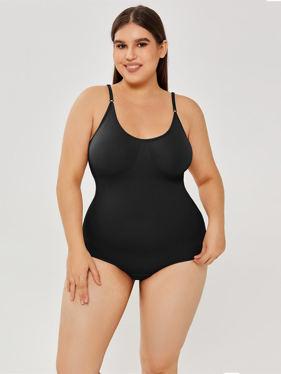 Black shaping bodysuit, front view