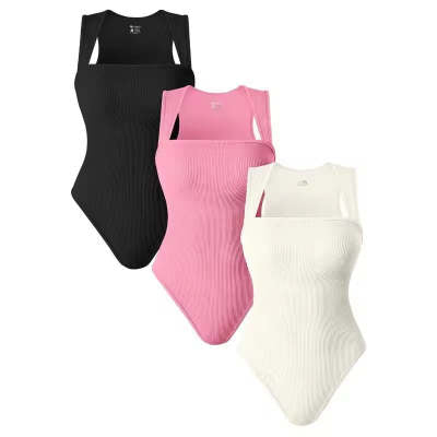 Ribbed square-neck bodysuit